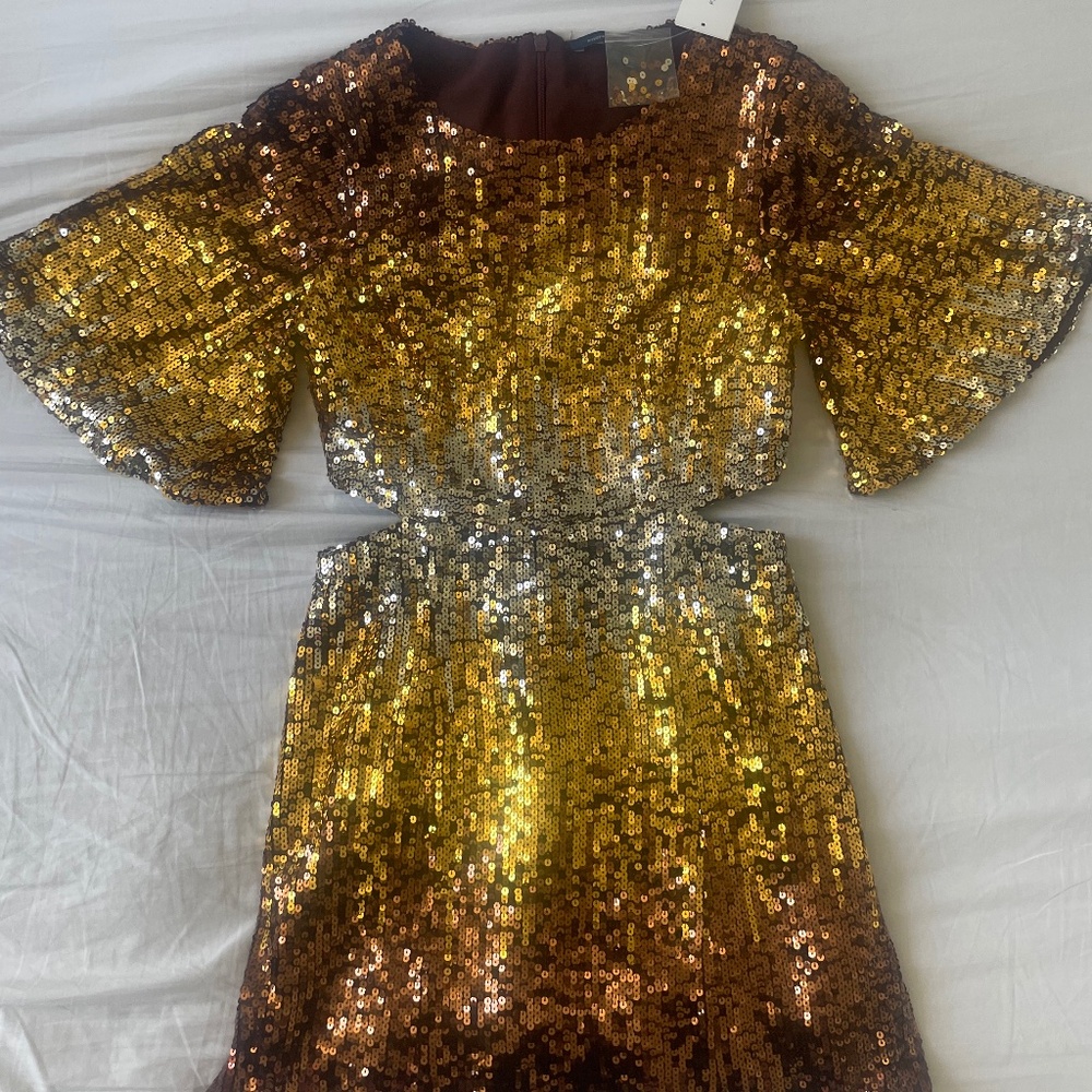 French connection gold sequin dress